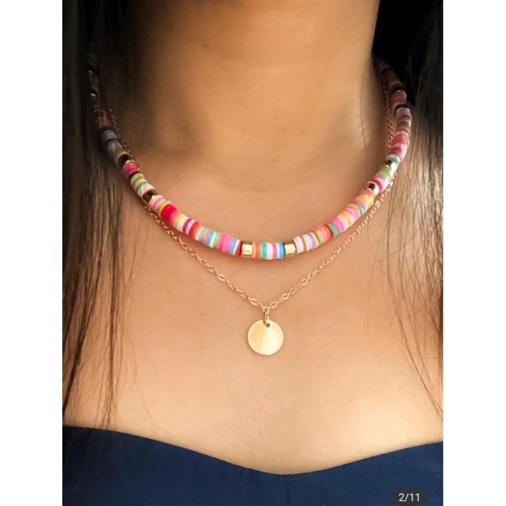 NWT Polymer Clay Beaded Necklace (Adjustable)